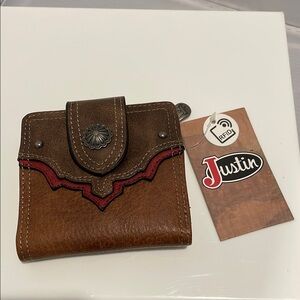 Justin Boots Brown and Red Wallet